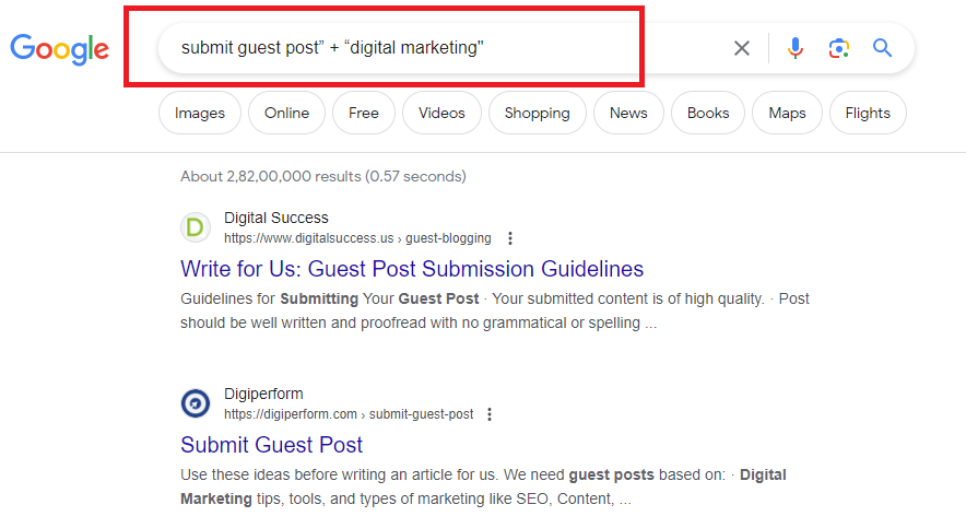 Search Operator To Find Out Guest Post