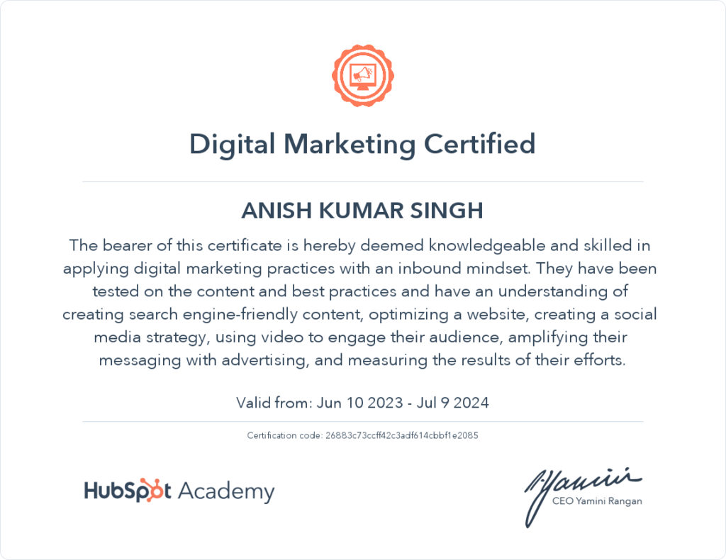 Anish-Kumar-Singh-Digital-Marketing-Certificate